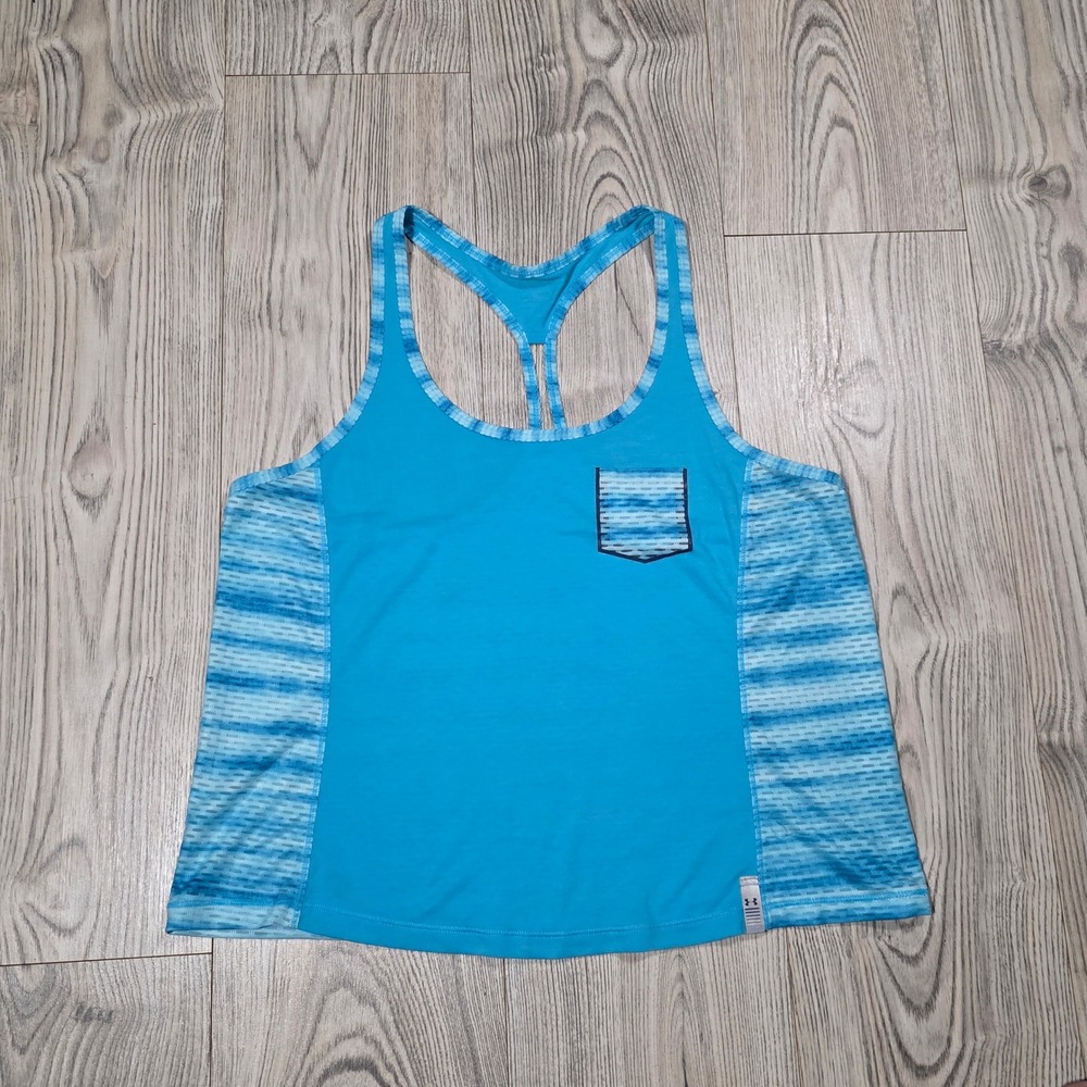 Under Armour Rest Day Racerback Tank - Teal Blue - Womens Medium
